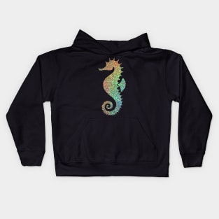 Rainbow Ombre Faux Glitter Seahorse Kids Hoodie